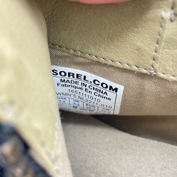 SOREL Boots Suede Leather Side Zip Ankle Booties Black/Tan Animal Women's 7.5 - Picture 10 of 12